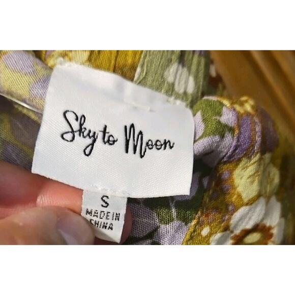 Sky To Moon Pants Womens Small Multicolor Floral Bobbi Rocco Super Flare Boho - Picture 4 of 9